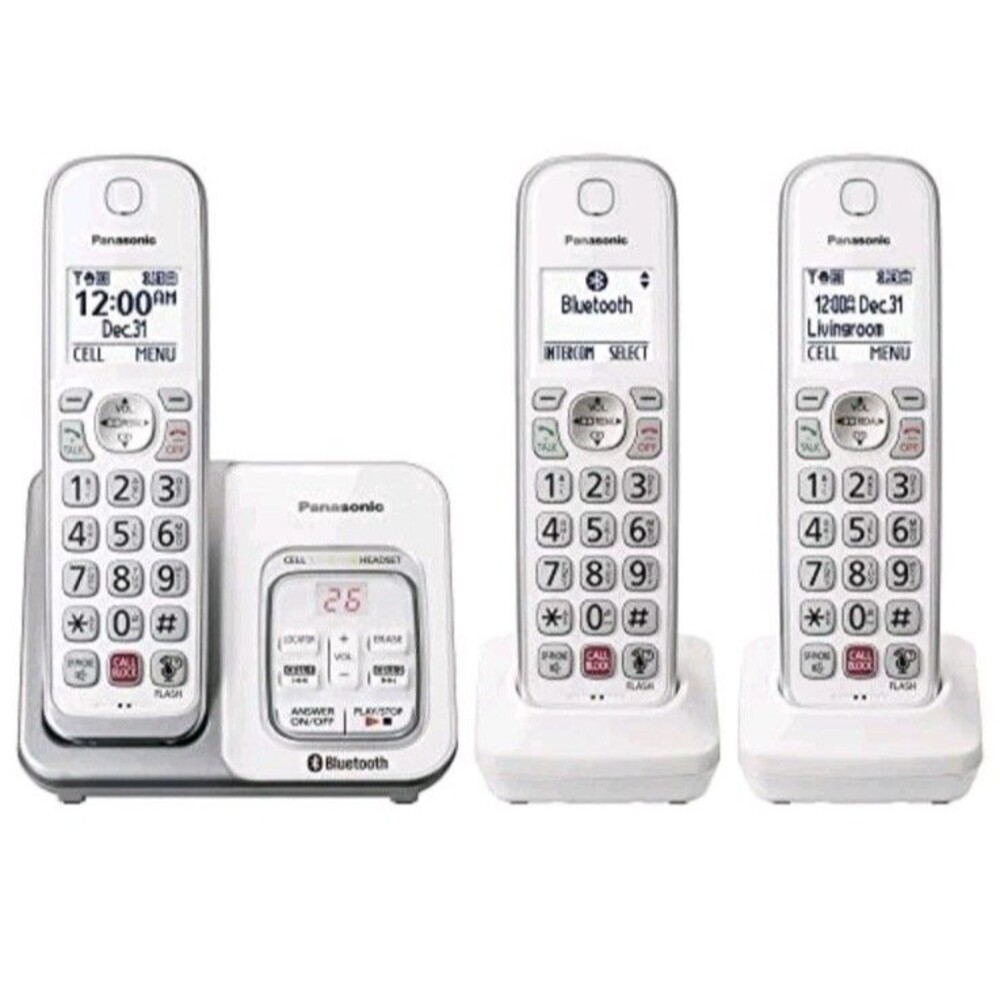 Panasonic KX-TGD863W Link2Cell Cordless Phone System 3 Handsets White